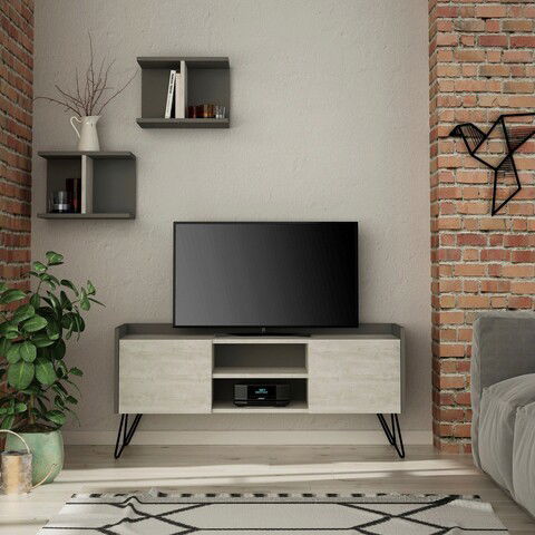 Comoda TV, Homitis, Klappe Tv Stand, Cm, Alb / Antracit