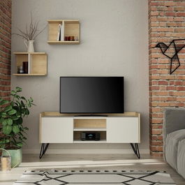 Comoda TV, Homitis, Klappe Tv Stand, Cm, Alb / Stejar