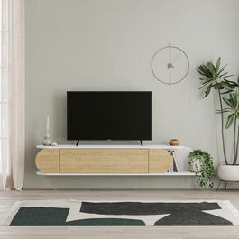 Comoda TV, Homitis, Tone, 180x30x29.6cm, Stejar / Alb