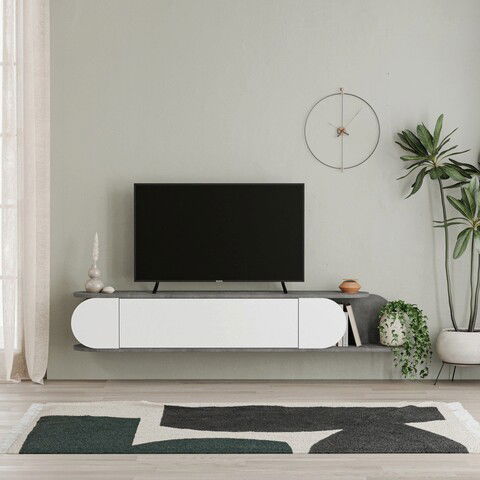 Comoda TV, Homitis, Tone, 180x30x29.6cm, Alb / Gri