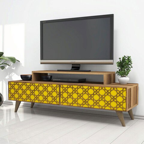 Comoda TV, Hommy Craft, City, 140x48.8x41.8cm, Nuc / Galben