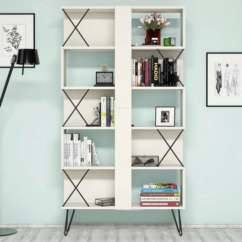 Corp biblioteca, Hommy Craft, Extra, 90x167.3x22cm, Cremă