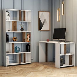 Set birou si biblioteca, Hommy Craft, Lima, Cm, Alb / Nuc