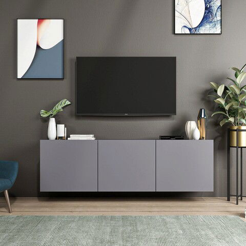 Comoda TV, Inarch, White, 150x44x31cm, Antracit