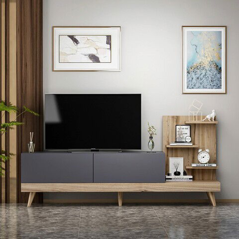Comoda TV, Inarch, Dizayn, 180x82x37cm, Antracit / Nuc