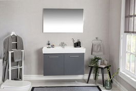 Set mobilier de baie (3 piese), Jussara, Carlsbad 100, Gri