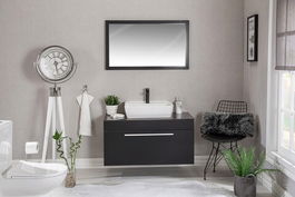 Set mobilier de baie (3 piese), Jussara, Crater 100, Negru