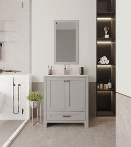 Set mobilier de baie (2 piese), Jussara, Erie 30, Gri