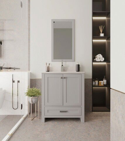 Set mobilier de baie (2 piese), Jussara, Erie 30, Gri