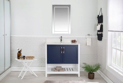 Set mobilier de baie (2 piese), Jussara, Yampa 36, Albastru inchis