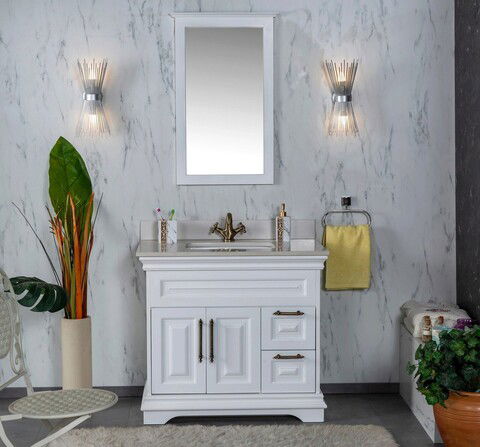 Set mobilier de baie (2 piese), Jussara, Huron 36, Alb