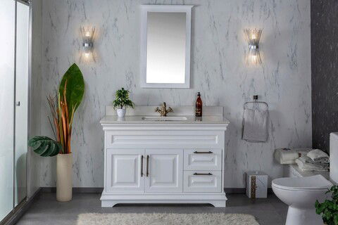 Set mobilier de baie (2 piese), Jussara, Huron 48, Alb