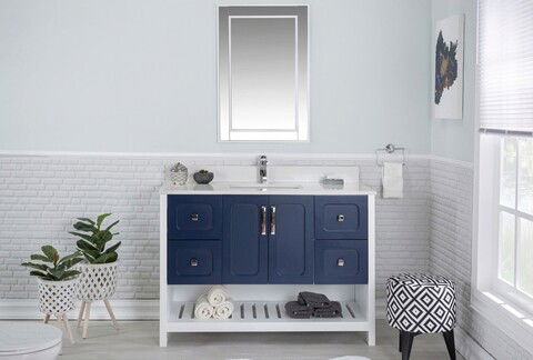Set mobilier de baie (2 piese), Jussara, Yampa 48, Albastru inchis