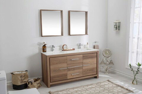 Set mobilier de baie (3 piese), Jussara, Superior 60, Nuc / Alb