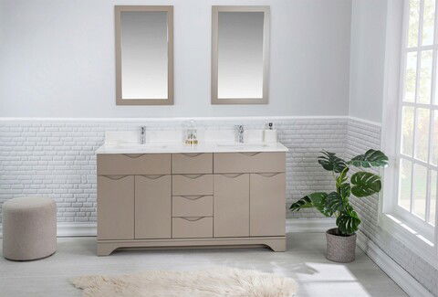 Set mobilier de baie (3 piese), Jussara, Teton 60, Cappuccino