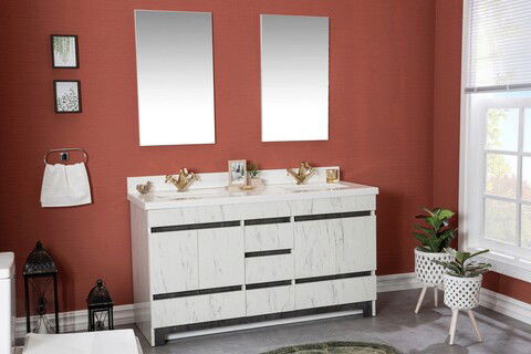 Set mobilier de baie (3 piese), Jussara, Edisto 60, Negru / Alb