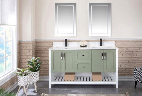Set mobilier de baie (3 piese), Jussara, Yampa 60, Verde