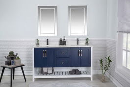 Set mobilier de baie (3 piese), Jussara, Yampa 60, Albastru inchis
