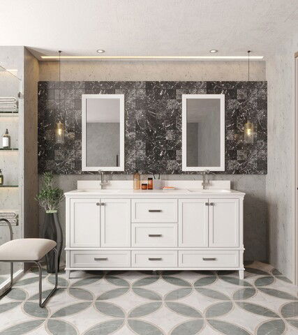 Set mobilier de baie (3 piese), Jussara, Yukon 72, Alb