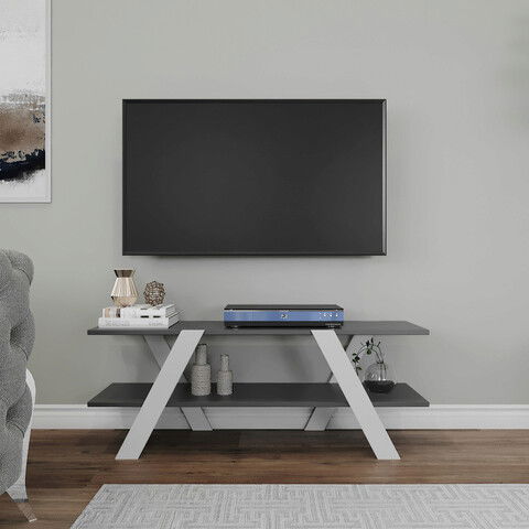 Comoda TV, Kalune Design, April, 120x45x33.1cm, Alb / Antracit