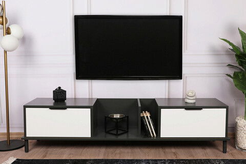 Comoda TV, Kalune Design, Ibiza, 180x42x40cm, Alb / Antracit