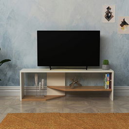 Comoda TV, Lagomood, Vega, 123.6x40x27.8cm, Alb / Stejar
