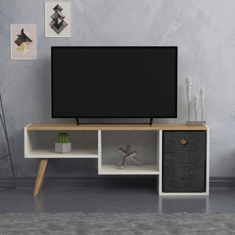 Comoda TV, Lagomood, Gune, 121x45x29.5cm, Alb / Stejar