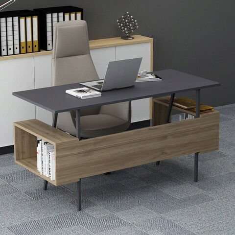 Birou, Lagomood, Irony Maxi, 140x73.8x60cm, Antracit / Stejar