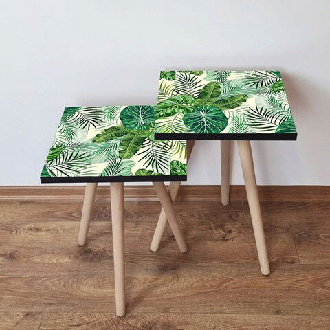 Set masute 2 piese, Leona, 2SHP197, Verde / Alb
