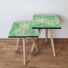 Set masute 2 piese, Leona, 2SHP245, Verde / Alb / Aur