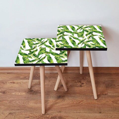 Set masute 2 piese, Leona, 2SHP253, Verde / Alb