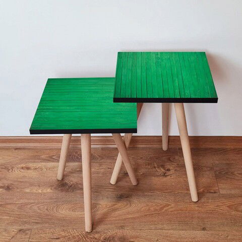 Set masute 2 piese, Leona, 2SHP342, Verde / Negru