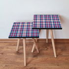 Set masute 2 piese, Leona, 2SHP368, Albastru marin / Roz / Roz deschis