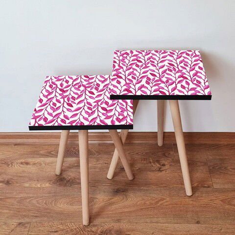Set masute 2 piese, Leona, 2SHP378, Fucsie / Alb