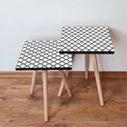 Set masute 2 piese, Leona, 2SHP393, Alb / Negru