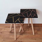 Set masute 2 piese, Leona, 2SHP405, Negru / Aur / Roz