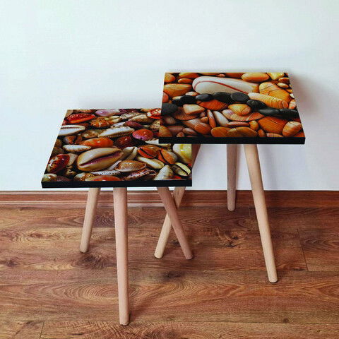 Set masute 2 piese, Leona, 2SHP412, Portocale / Cremă