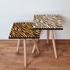 Set masute 2 piese, Leona, 2SHP434, Portocale / Negru / Maro / Alb