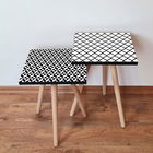 Set masute 2 piese, Leona, 2SHP447, Negru / Alb