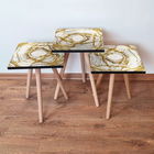 Set masute 3 piese, Leona, 3SHP101, Cremă / Aur