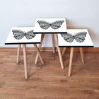 Set masute 3 piese, Leona, 3SHP12, Alb / Antracit
