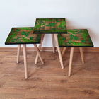 Set masute 3 piese, Leona, 3SHP14, Verde / Maro