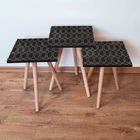 Set masute 3 piese, Leona, 3SHP154, Negru / Aur