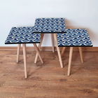 Set masute 3 piese, Leona, 3SHP157, Albastru marin / Albastru / Alb