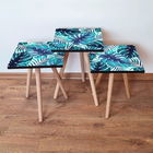 Set masute 3 piese, Leona, 3SHP165, Albastru marin / Albastru / Alb