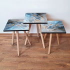 Set masute 3 piese, Leona, 3SHP178, Albastru / Gri / Portocale / Alb