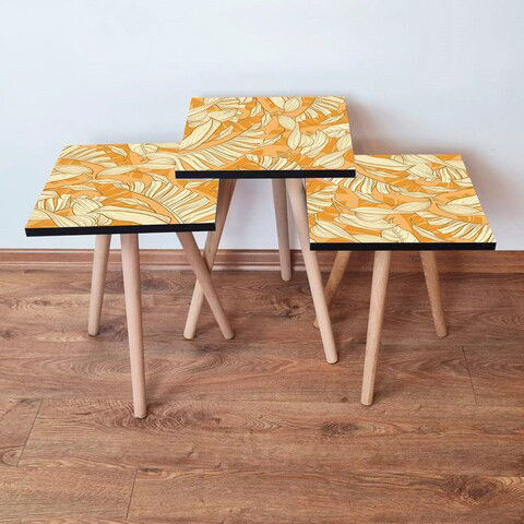 Set masute 3 piese, Leona, 3SHP204, Portocale / Bej