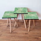 Set masute 3 piese, Leona, 3SHP245, Verde / Aur / Alb