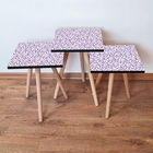 Set masute 3 piese, Leona, 3SHP247, Alb / Violet