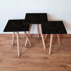 Set masute 3 piese, Leona, 3SHP250, Negru / Aur